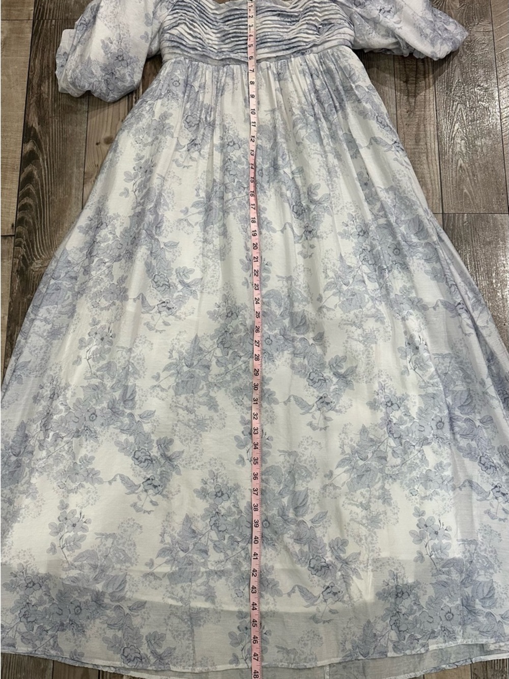 Worth Collective Melody Maxi Dress Blue Floral Puff Sleeve Tie Back Size L - Picture 12 of 15